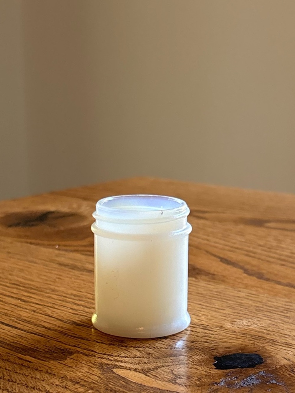Vintage Mentholatum ointment milk glass jar- no label, no lid